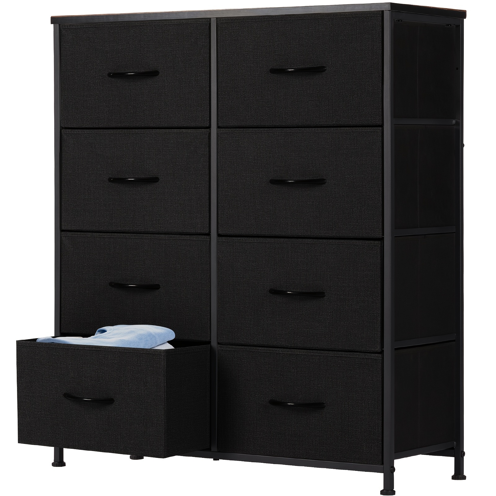 

Dresser For Bedroom With 8 Fabric Drawers, Tall Chest Organizer Units For Clothing, Closet, Kids Room, Storage Tower With Cabinet, Metal Frame, Wooden Top, Lightweight Nursery Furniture