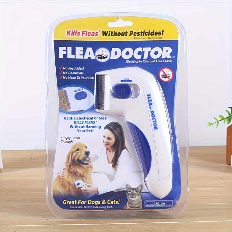 TEMU Electric Flea Comb For Dogs And Cats, Dog Comb, Cat Comb Pet Comb, Remove Loose Hair - Pet Flea Comb Kills Fleas And Eggs, Electronic Tick Grooming Comb Brush For Cats, Dogs And Rabbits