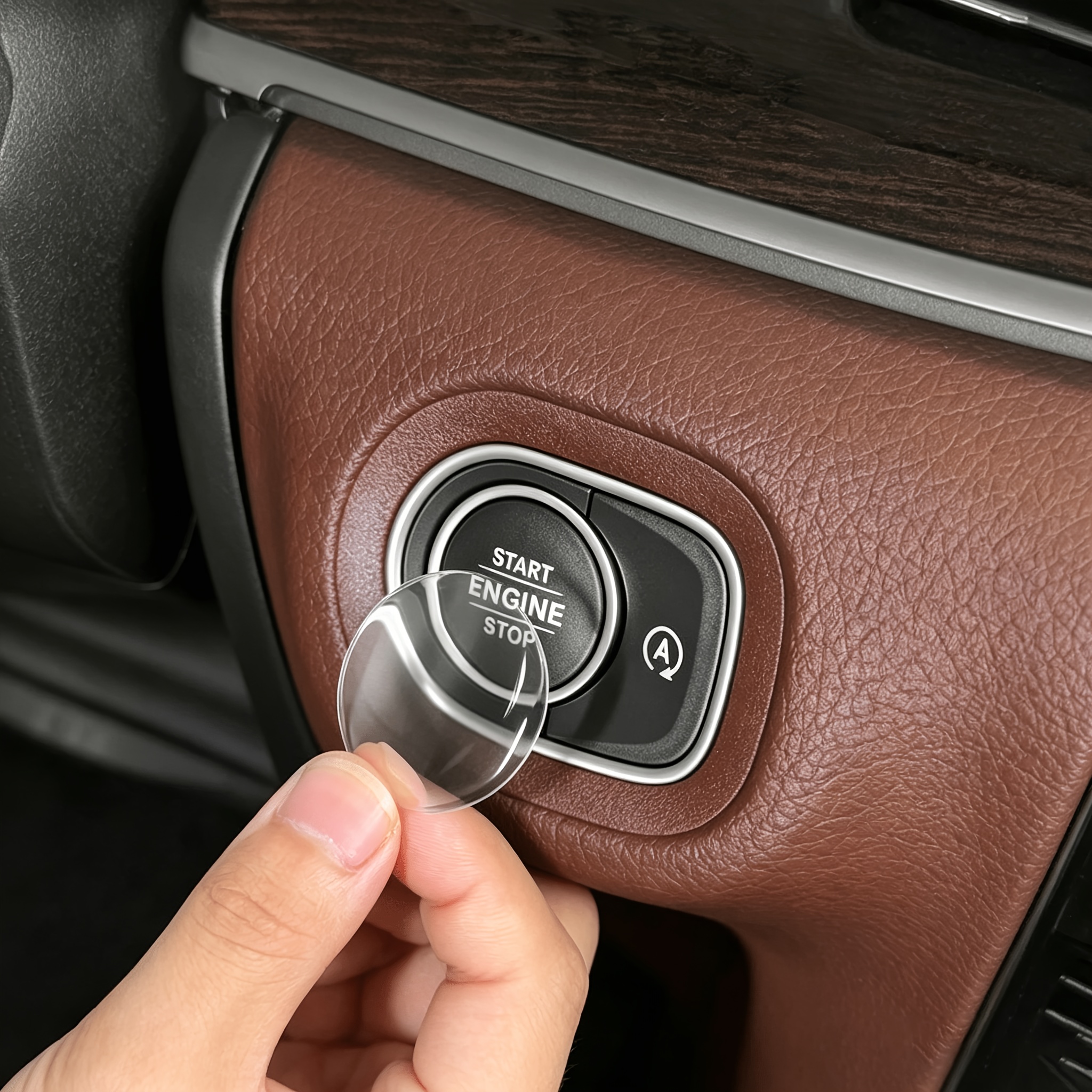 TEMU Cubierta de cristal para botón de encendido de - Transparente y , para adhesivo del de del motor del coche RAV4, decoración para salpicadero