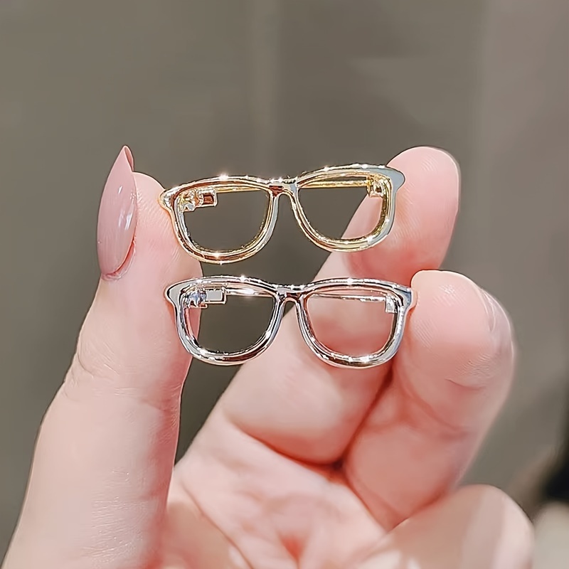 TEMU 10pcs (5pcs Golden + 5pcs Silvery) Creative And Cute Glasses Frame Theme Brooch, Suitable For: Holiday Gifts, Daily Wear, Birthday Gifts,