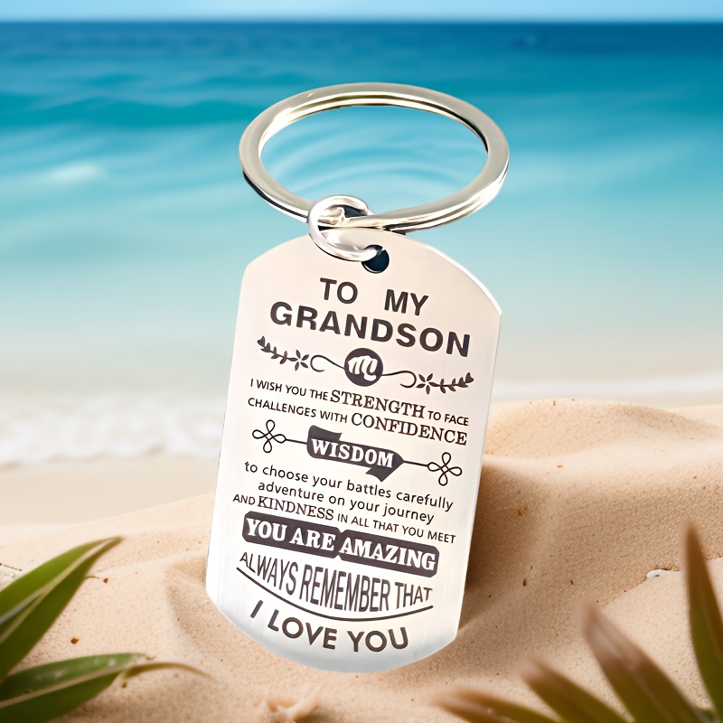 

1pc Keychain - Stainless With A Message For Grandchildren - Perfect Birthday, Valentine's Day, Easter, Graduation Or Christmas Gift From Grandparents, Use Keyring Accessory For Men