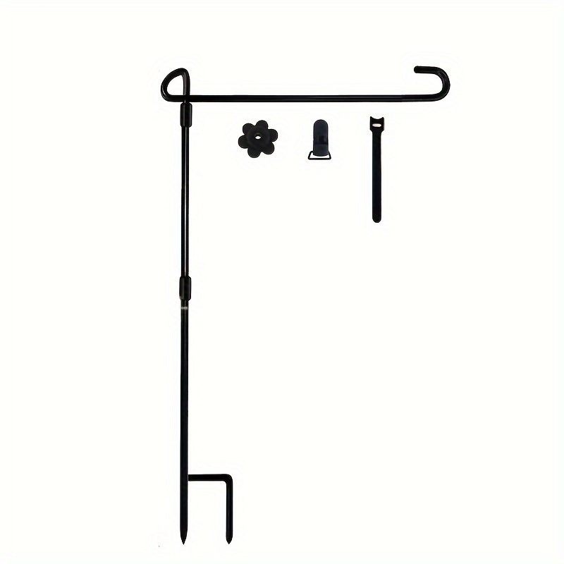 Garden Flag Stand, Premium Weatherproof Metal Powder-coated Flagpole With Clips And Stakes, Suitable For Courtyard Flags