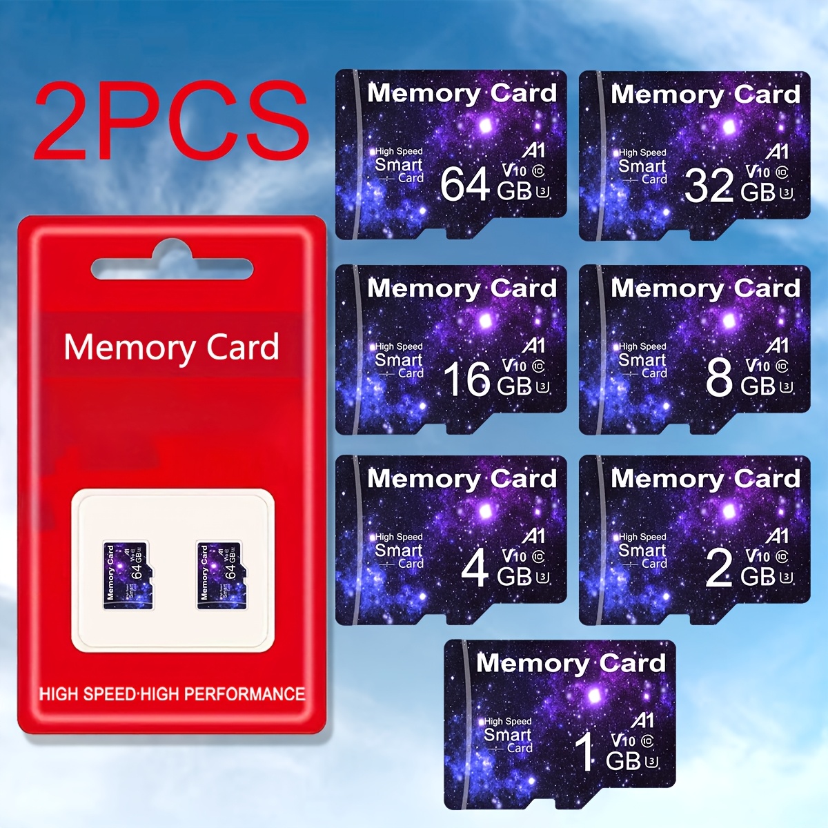 Lot de 2 cartes mémoire disponibles en tailles 64GB, 32GB, 16GB, 8GB, 4GB, 2GB et 1GB pour utilisation avec tablettes, appareils photo, téléphones portables, ordinateurs portables, PC, systèmes audio de voiture, consoles de jeux et appareils audio - Gardez vos fichiers en sécurité !