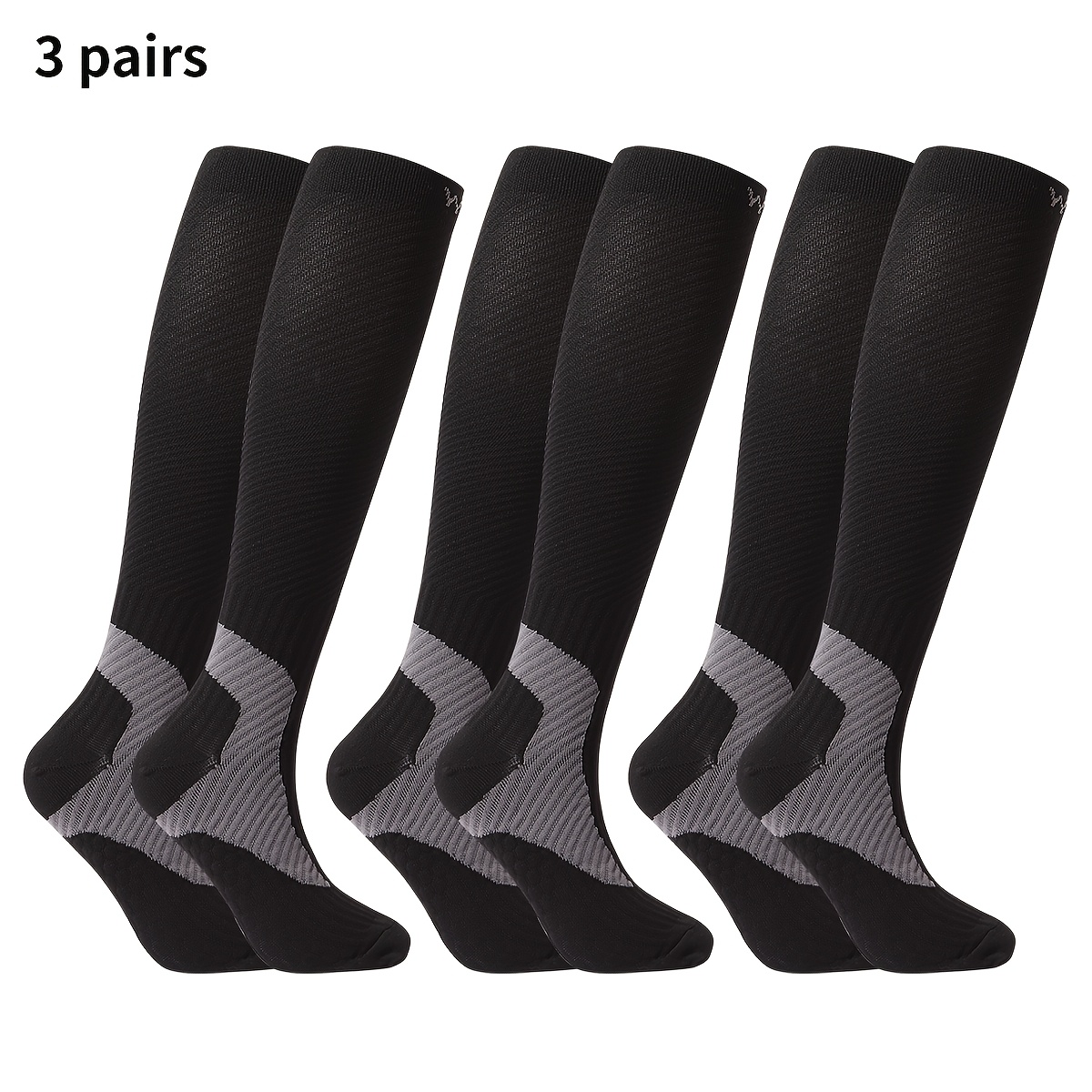 TEMU 3 Pairs Long Compression Socks, Quick-drying And Breathable, Men And Women Running Cycling High Tube Multi-functional Sports Socks Suitable For