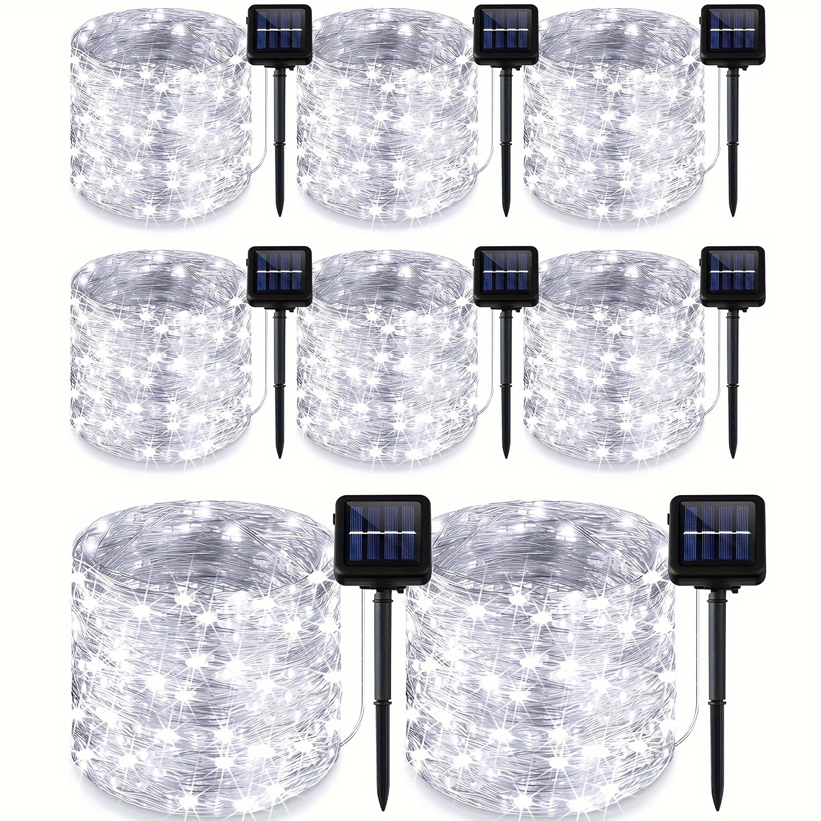 

8-pack Solar Fairy String Lights, Total 184ft 400 Led Outdoor Twinkle Lights Ip65 Waterproof, 8 Lighting Modes, Multicolor Copper Wire Lights For Deck Backyard Tree Garden Fence Pool Party Decorations