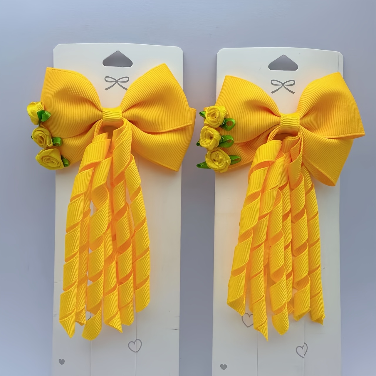 TEMU 2pcs Pink, Yellow, And Blue Tricolor Rose Bow Hair Clips, Non-damaging And Non-slip Duckbill Clip, Suitable For Daily Parties And Holiday Wear,