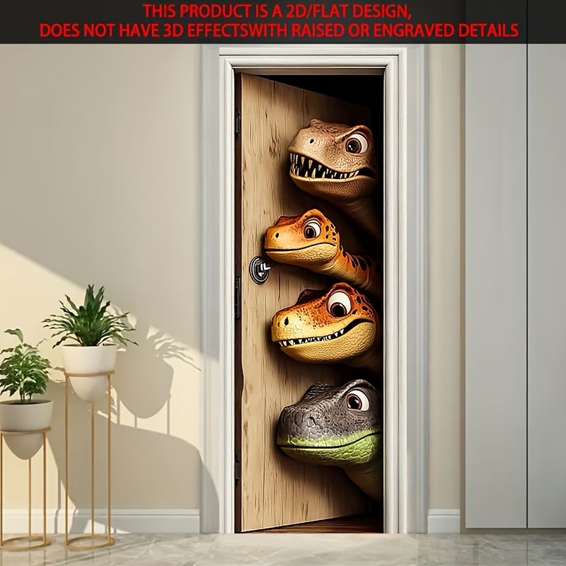 1pc 2d flat peeking dinosaurs door stickers fun door stickers removable wall stickers peel and stick wall stickers 78 74 15 16 inch suitable for dinosaur   areas science fiction themed parties and adventure style rooms 0