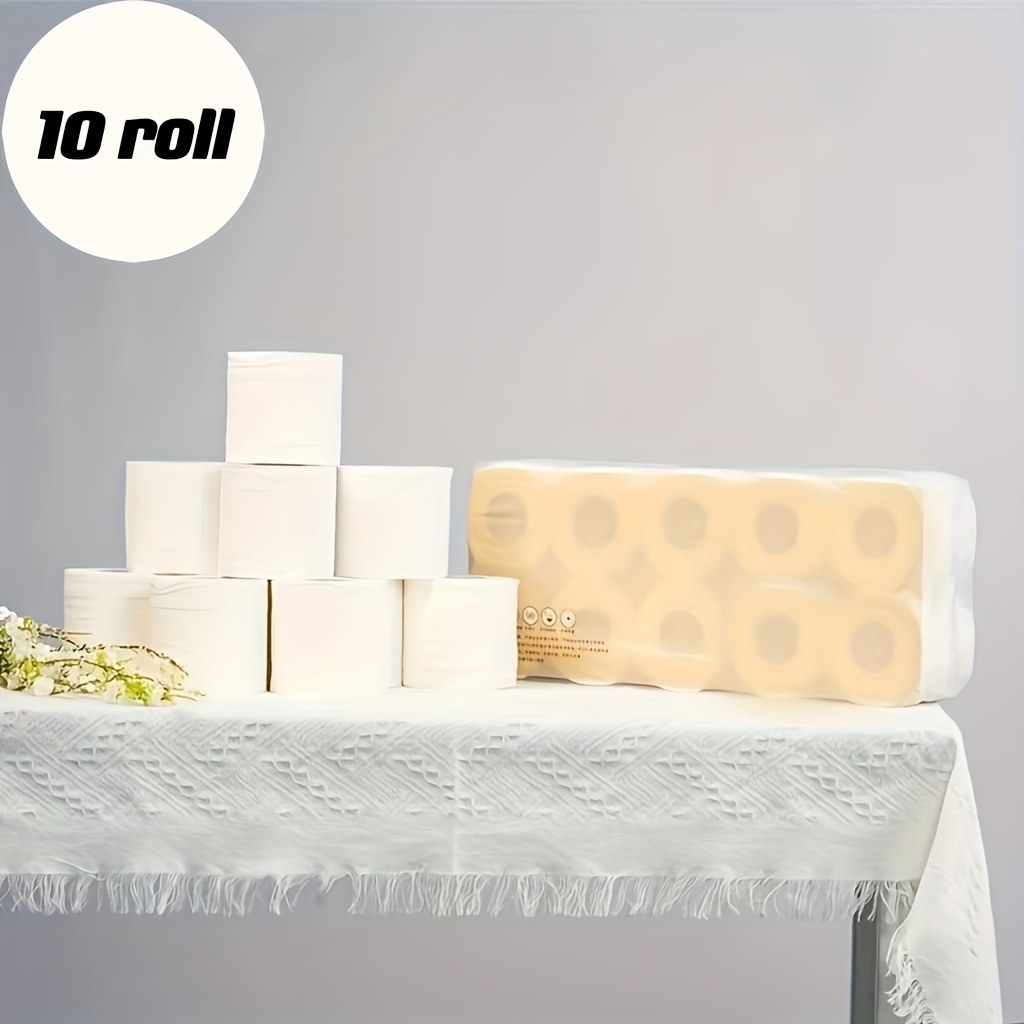 

10roll 49.3oz 4 Ply Premium Toilet Paper 100% Virgin Wood Pulp Skin Friendly Lint Free Household Luxury Toilet Paper White Dye Free Rolls Kitchen Living Room Toilet Bedroom Office Usable Cleaning Tool