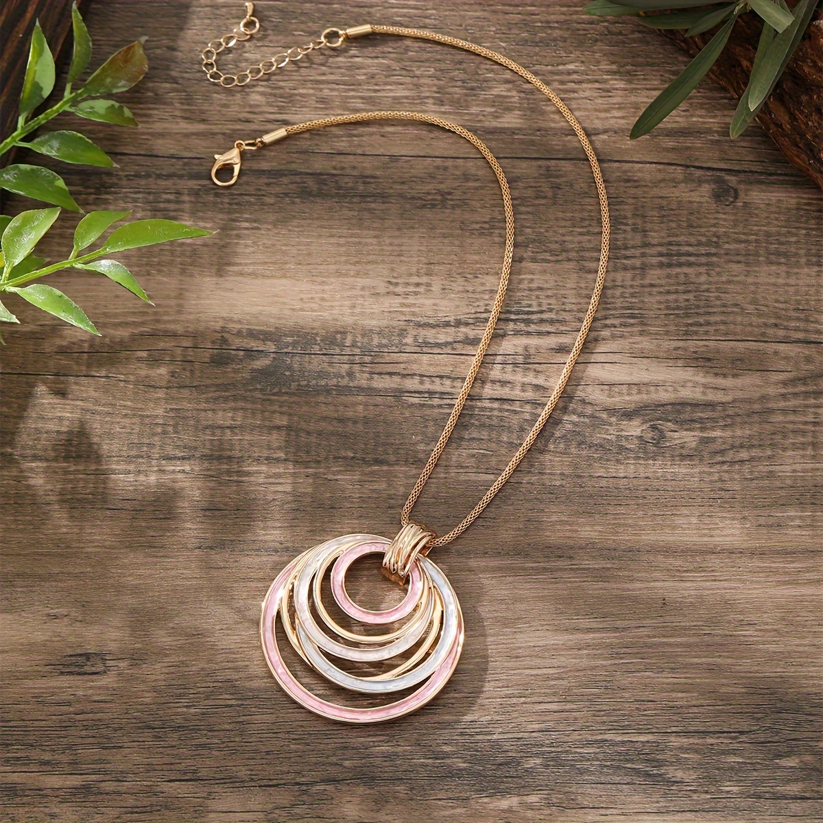 Bohemian Enamel Round Pendant Necklace