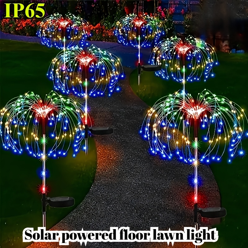 2 packs outdoor solar firework lights decoration for   gardens courtyards parties weddings holidays christmas decor solar ground lights lawn lights halloween decoration lights ambient lighting saving lighting Product details 1
