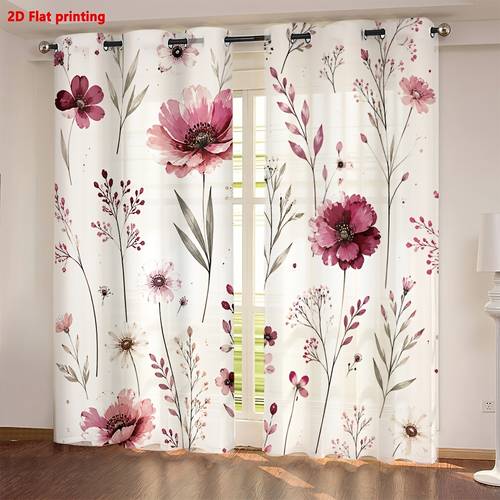 2d flat - 2d flat - 2d flat 2er-set vorhänge mit großem blumen- und -druck, für wohnzimmer schlafzimmer, bietet lichtfilternden dekorativen effekt, luxuriösen minimalistischen europäischen stil, für zimmer, schlafzimmer, arbeitszimmer,