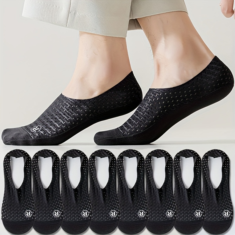 TEMU 8-pair Men's Socks - Breathable Mesh Material, Non-slip Sole, Lightweight Seamless Design, High-quality Invisible Socks, Suitable For Spring And