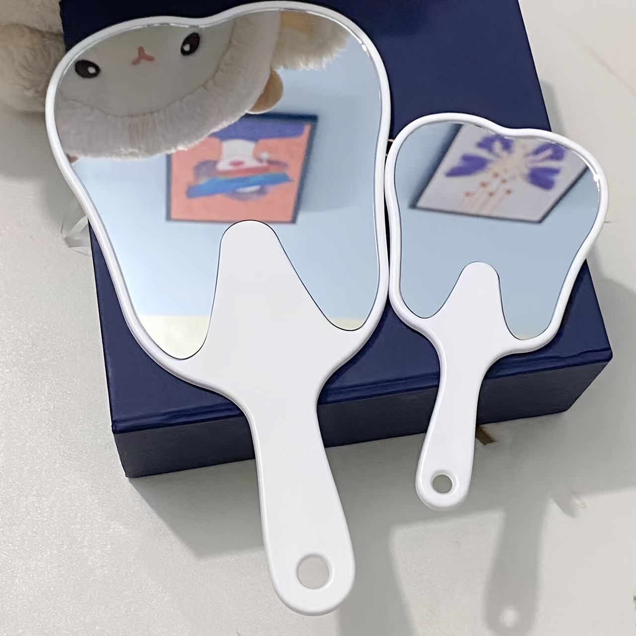 TEMU Ensemble de 2 miroirs à main créatifs de dent, et pratiques, parfaits pour ou les retouches, cadeau créatif idéal pour les fêtes