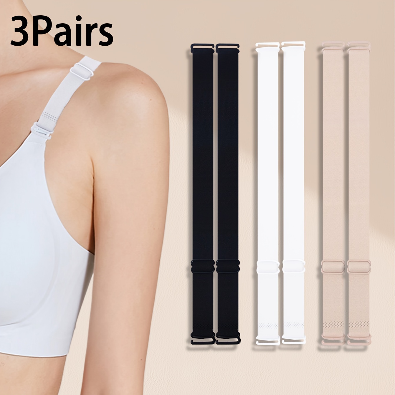 

3pairs 42cm Extended Bra Shoulder Straps, Adjustable Bra Non-slip Shoulder Straps, Bra Fabric Straps, Replaceable Bra Shoulder Straps