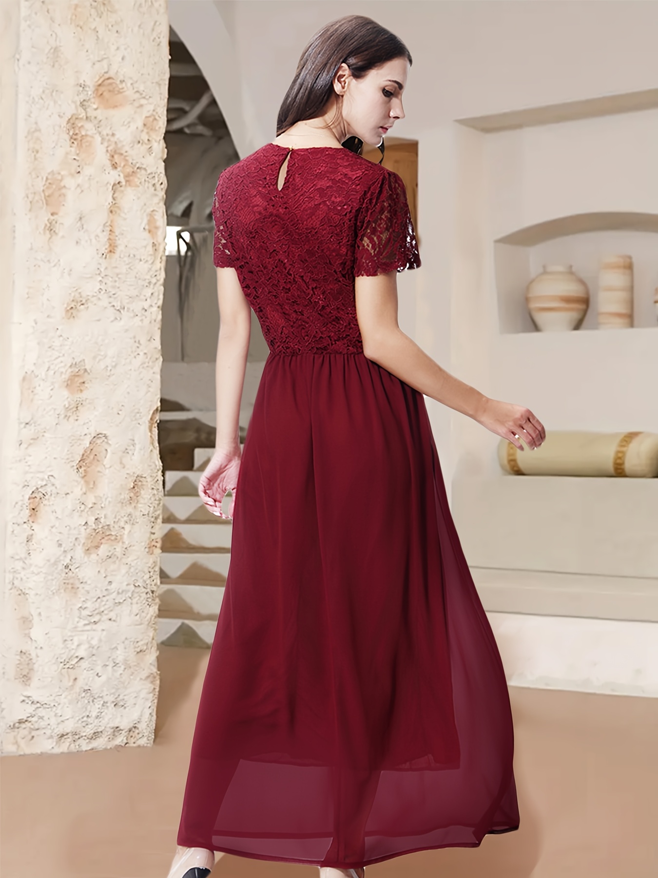 dress elegant lace Elegant Lace Applique Short Prom Dress Pink Bridesmaid Dress – shopluu main image 1