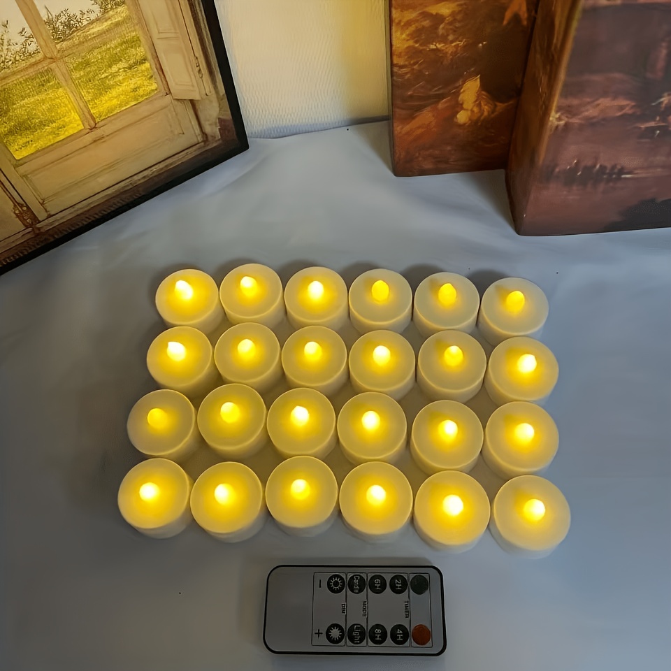 24pcs, 12-pack Timed Flameless Led Candles, Battery Operated Warm Lights, Suitable For, Dining Table, Halloween, Christmas, Valentine's Day Date