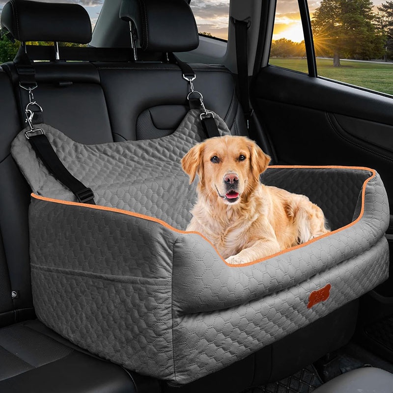 E-shop Autositz für große/mittlere Hunde - Memory-Schaum-Hundesitz für Hunde bis 55 lbs oder 2 kleine Hunde - Abnehmbares und waschbares Reisebett mit