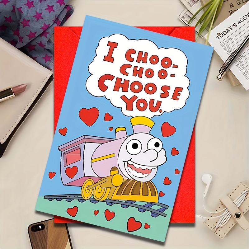 

Valentine's Day Train Themed Greeting Card - "i " - A Love And Emotional Card Suitable For Birthdays And Anniversaries, Suitable For Recipients Of Any Gender -1 Card With Envelope