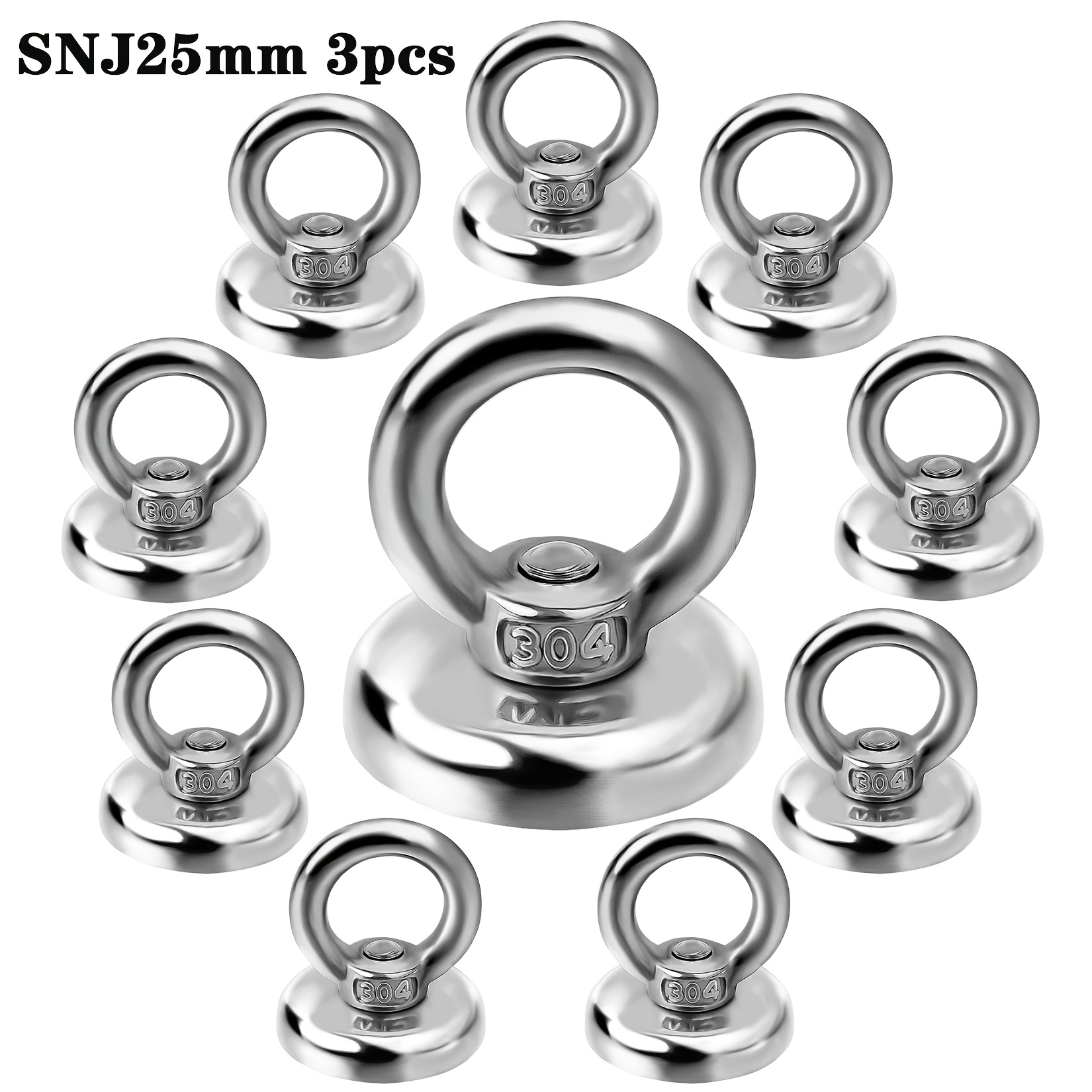 Image of Refrigerator Magnets, Heavy Duty Fishing Magnets, Large Magnets, Magnet Disc With Countersunk Hole And Eyebolt For Retrieving In Rivers And Magnetic Applications, D25mm