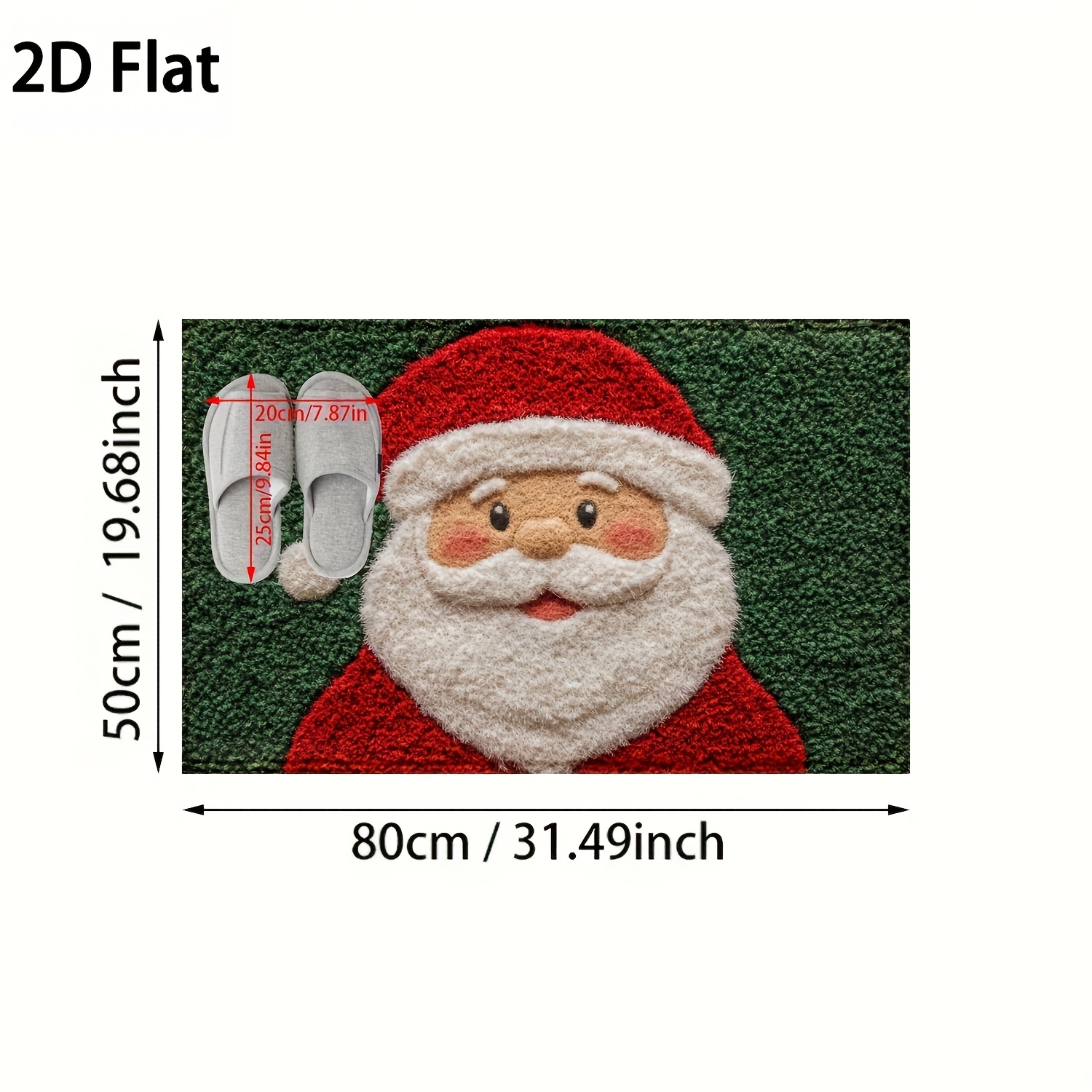 TEMU 1pc 2d Flat Santa Pattern Bathroom Non-slip Mat, Imitation Cashmere Microfiber, Bathroom Non-slip Mat, Christmas Decoration, Suitable For Many