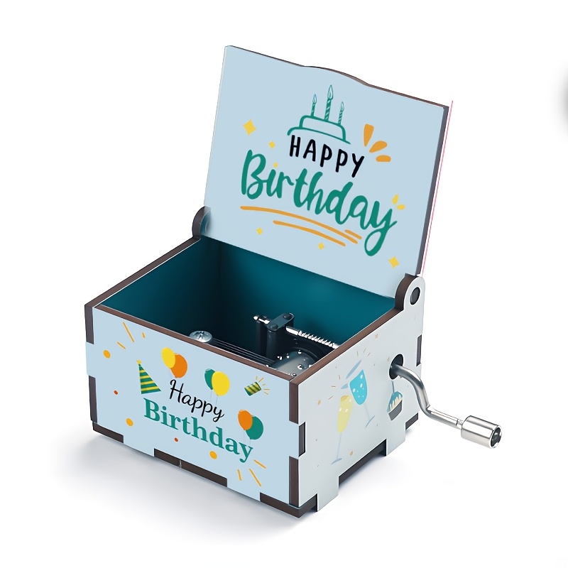 TEMU 1pc, Birthday Edition - Hand Cranked Music Box, Suitable For Birthday Party Decoration/ Commemorative Gifts For , Exquisite Home Decoration