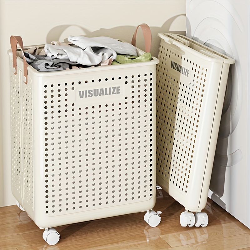 

Modern Foldable Laundry Hamper With Wheels - Versatile Dirty Clothes Storage Basket For Home, Balcony & Bathroom