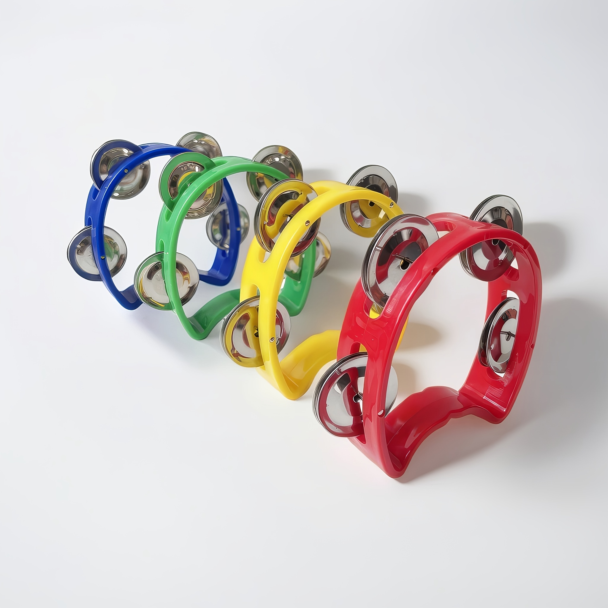 Grasp Training Musical Instrument Educational Toy 4-Bell Hand-Ring Bell Dance Performance Hand-Ring Bell Music Perception Educational Toy New Hand Drum Metal Bell Percussion Instrument Entertainment Instrument Plastic Single Layer Flower Drum Circle