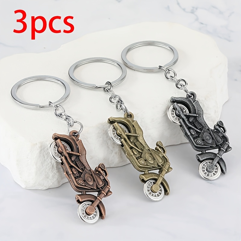 TEMU 3pcs Motorcycle Keychain Set, Keychains For Men, Suitable For Motorcycles, Bicycles, Pets, And Backpack Key Decorations