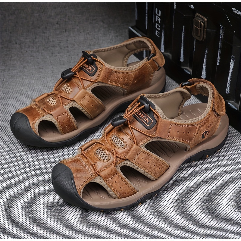 Men's Sandal Leather Casual Closed Toe Beach Fisherman Shoes Outdoor Summer  Sports Sandals
