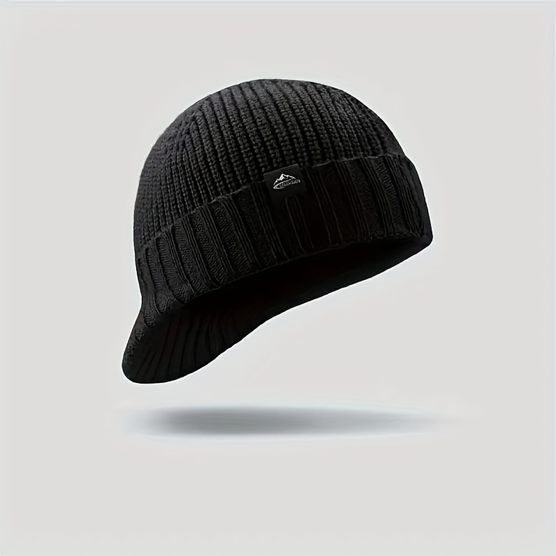 TEMU Warm And Breathable Men's Fashionable Knitted Hat For Autumn And Winter, Duckbill Hat