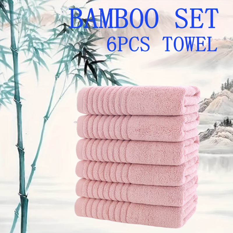 6pcs High-grade Bamboo Fiber Towel, Soft Thickened Absorbent Quick-drying Adult Towel, Suitable For Home Bathroom Hotel Guest House SPA Beauty Salon Gym Yoga Beach