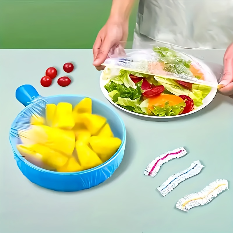 100/300/500pcs Elastic Food Freshness Wraps - Stretchable Clear Plate Covers, Disposable, Multi-Use, No Odor Kitchen Cling Film, Dust Protection for Home, Restaurant, Picnic - All Plate Sizes, Picnic Essentials|Decorative Wraps|Reusable Plastic Wrap, Plastic Wrap for Food