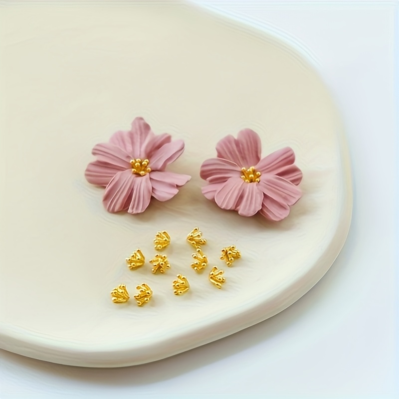 E-shop 20-teiliges Set aus 24K vergoldeten Blumenzentren und Staubblättern für Polymer Clay DIY, Florale Accessoires, Weiche Tonwerkzeuge
