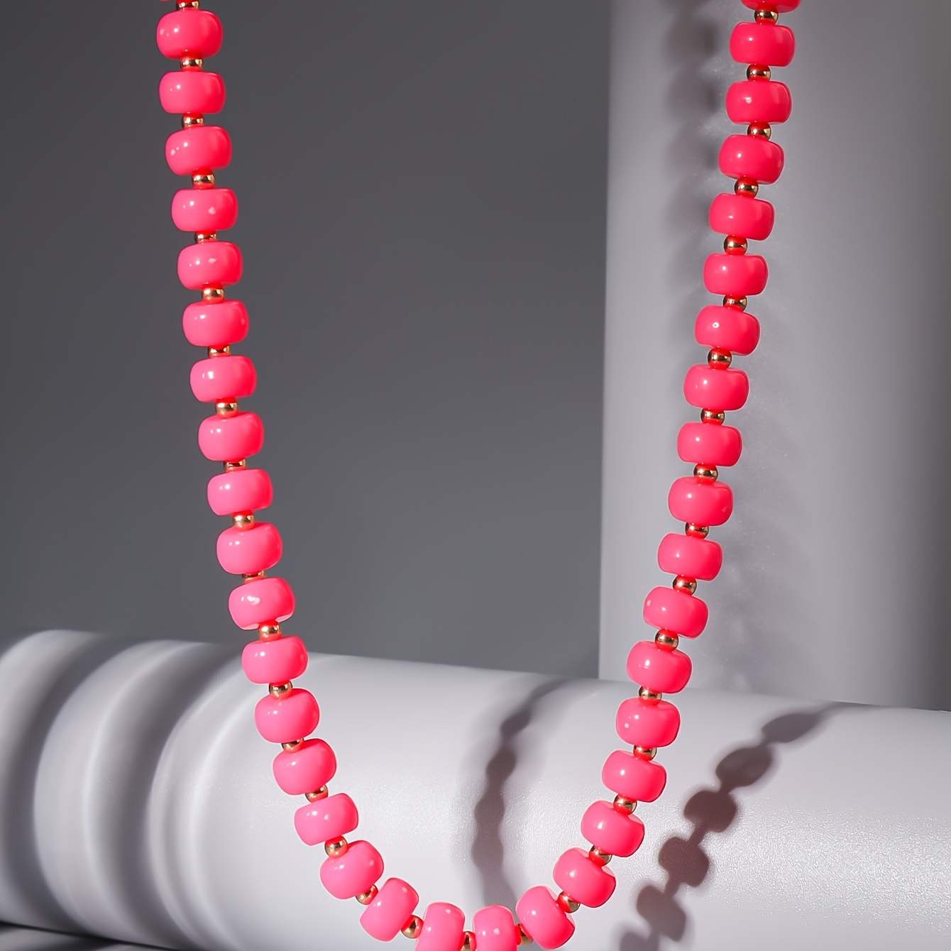 Boho Style Resin Bead Necklace Colored Bubblegum Beads Charm