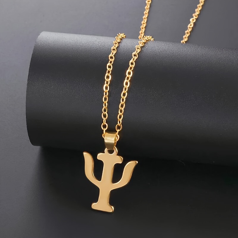 TEMU 1pc Simple Versatile Necklace Psychology Psi Symbol Stainless Steel Pendant Men And Women Trendy Casual Daily Jewelry Gift
