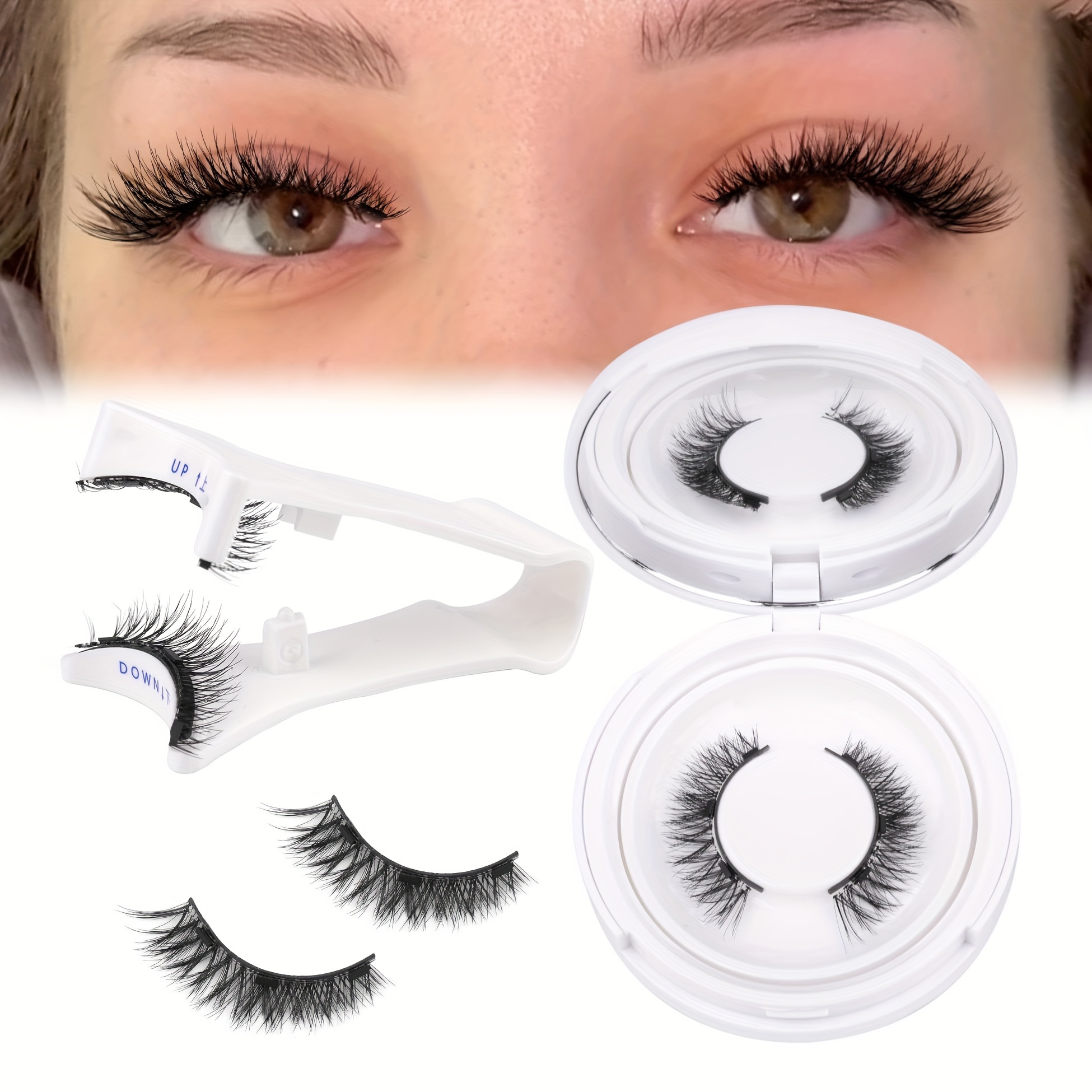 

Magnetic False Eyelashes Single Pair Set - Beginner Friendly Reusable Doll & Cat Eye Style Lashes, Cross & Natural Look, Ultra-thin 0.07mm D , Mixed Lengths 6-9mm & 16-18mm