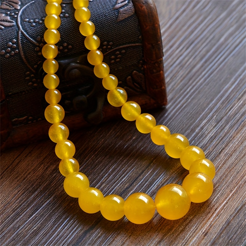 Yellow Agate & Chalcedony Bead Necklace - High End Jewelry
