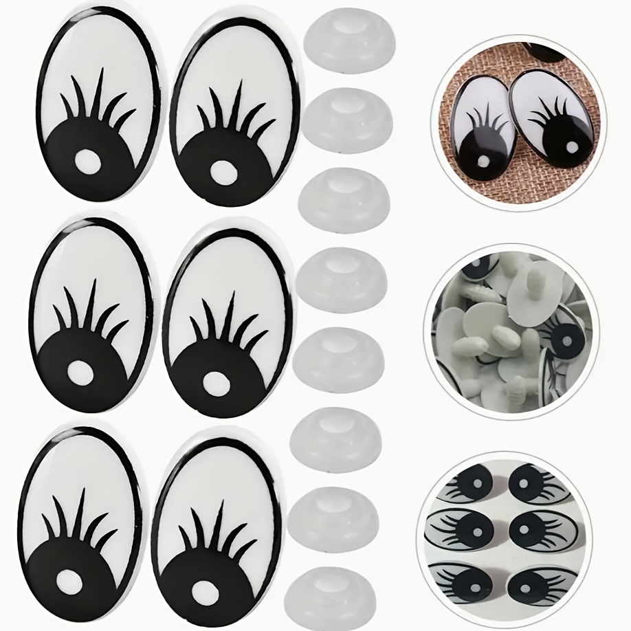 

80pcs Oval White Plastic Cartoon Eyes For Dolls, 10x14mm - Ideal For Diy Crafts, Plush Animals & Toy Making