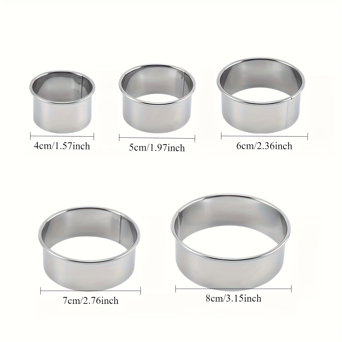 E-shop 5-teiliges Set Edelstahl-Knödelformen, runde DIY-Wonton-Teighaushholzformen, Keksausstechformen zum Backen für die Küche
