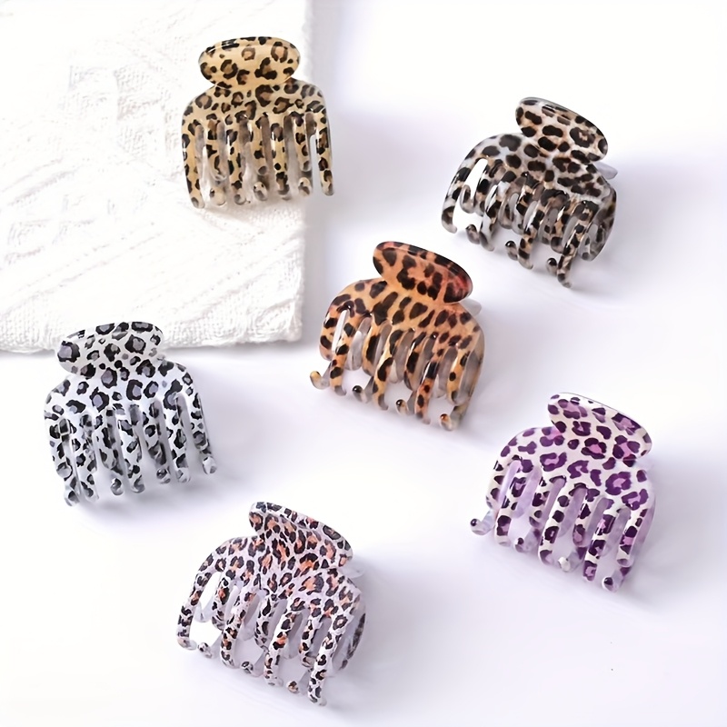 Image of 6pcs Women's Hairstyle Additions Adopt Fashionable Summer Design, Large Plastic Leopard Print Hollow Hair Claw Clips, Are And Suitable For Occasions, Daily And Parties