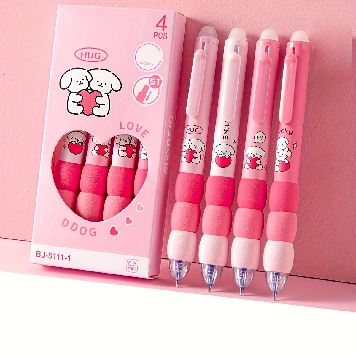 

4 Cute Cartoon Erasable Neutral Markers, , 0.5mm Blue Fine Tip Ink - Kawaii Girl Office & School Supplies