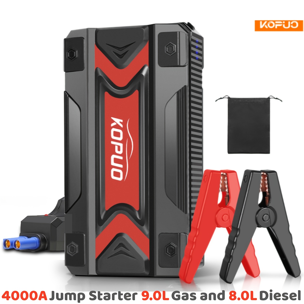 TEMU Konpcoiu 4000/5000a Jump Starter For Car Battery -professional Tool (up To 9.0l Gas/8.0l ) 12v Car Battery Booster Jump Starter With Clamps, Lcd