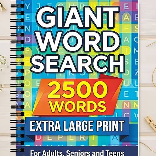 1pc large print alphabet game book spiral bound with single sided printing featuring words and puzzles designed as journal and gift ideal for adults seniors and teenagers