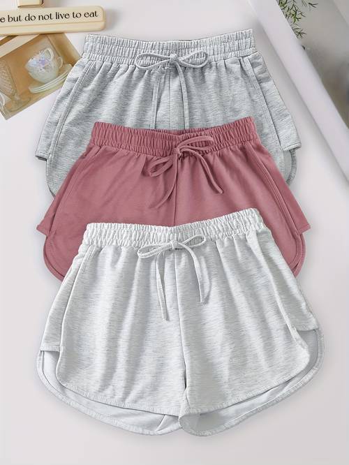 3pcs set summer womens lightweight shorts elastic waistband loose breathable casual pants suitable for running and yoga comfortable hot pants