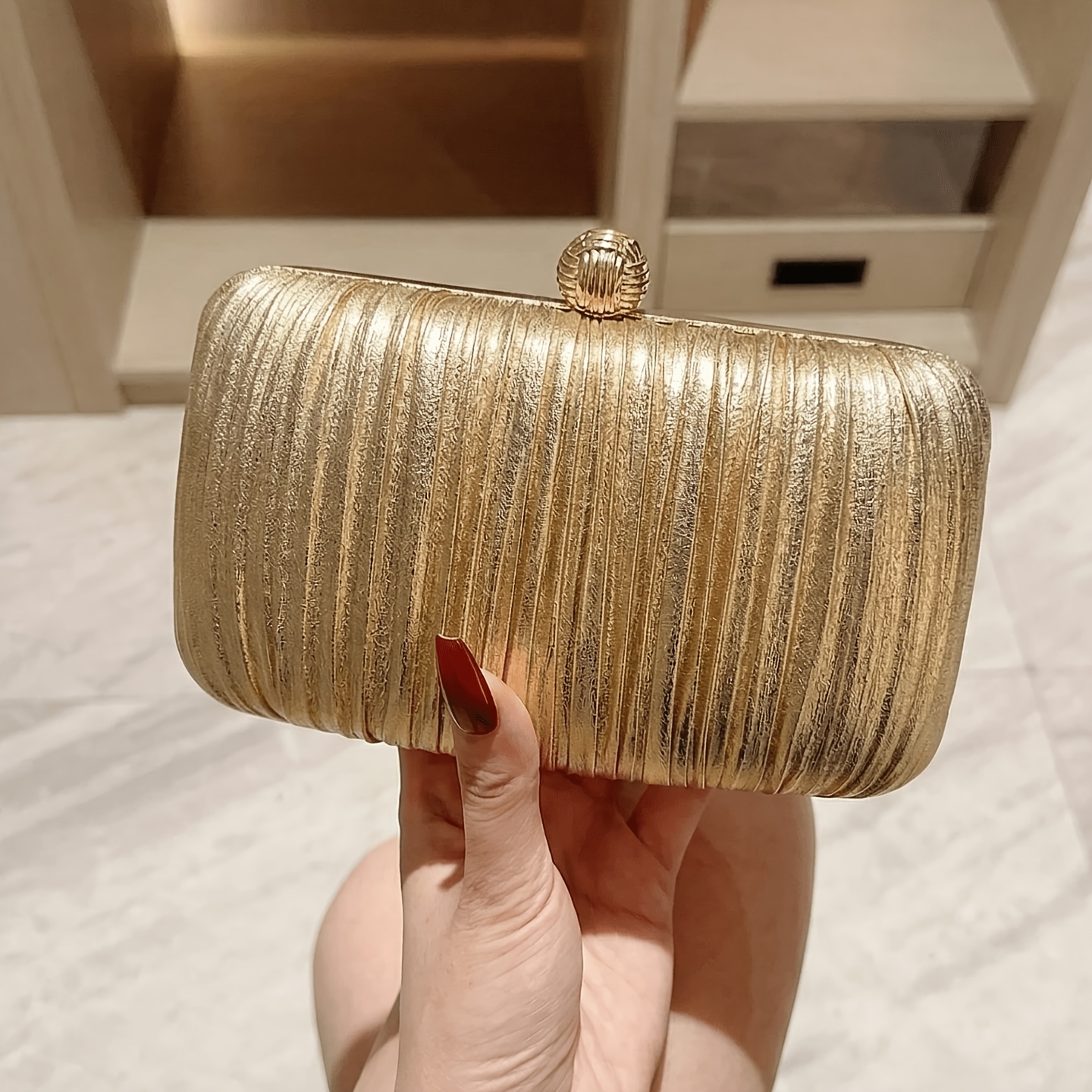TEMU 1pc Of Elegant Golden Sequin Handbag For Women, Suitable For Weddings And Parties. This Clutch Purse Is Ideal For Evening Events, Featuring A