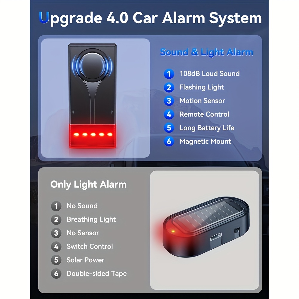 Alarme Vibration Sans Fil 120dB Avec Télécommande – Sécurité Véhicule (20m)
