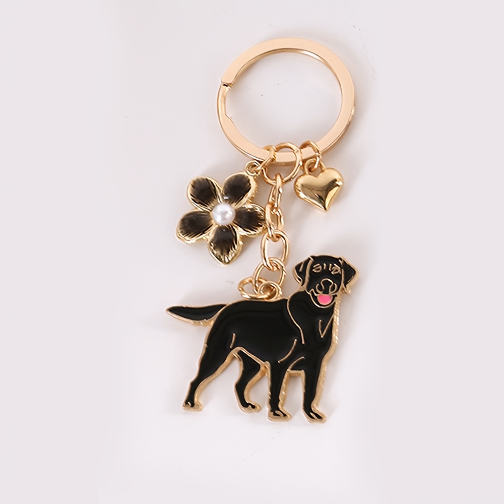 TEMU 1pc Shaped Enamel Metal Keychain With Flower And Heart Decorations - Single Piece Key Organizer Bag Charm, Practical Daily Accessory For Pet