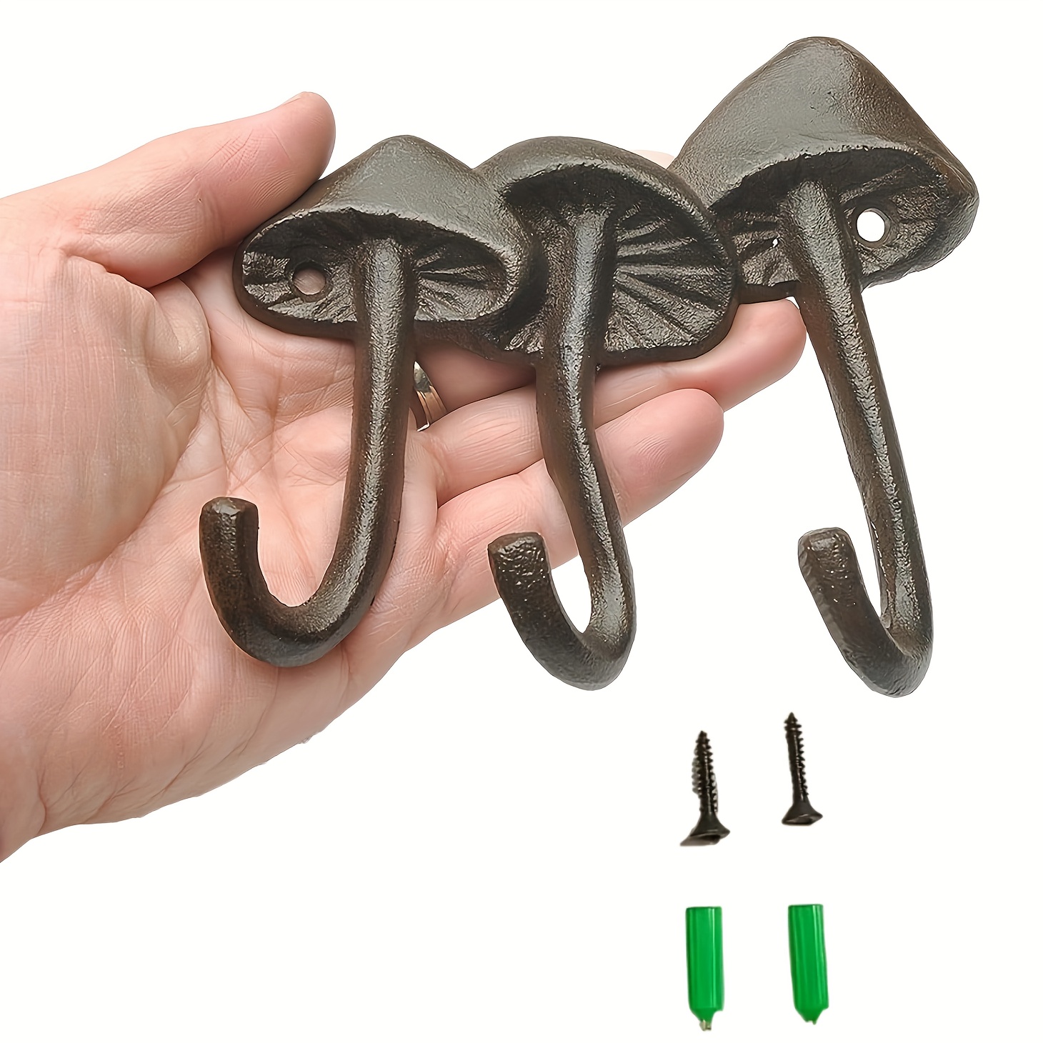 TEMU 1 Heavy-duty Cast Iron Mushroom Hook, Retro Mushroom Hook Three-hook Storage Rack, Cast -shaped Wall Hook, Cast -shaped Wall Hook, Durable Metal
