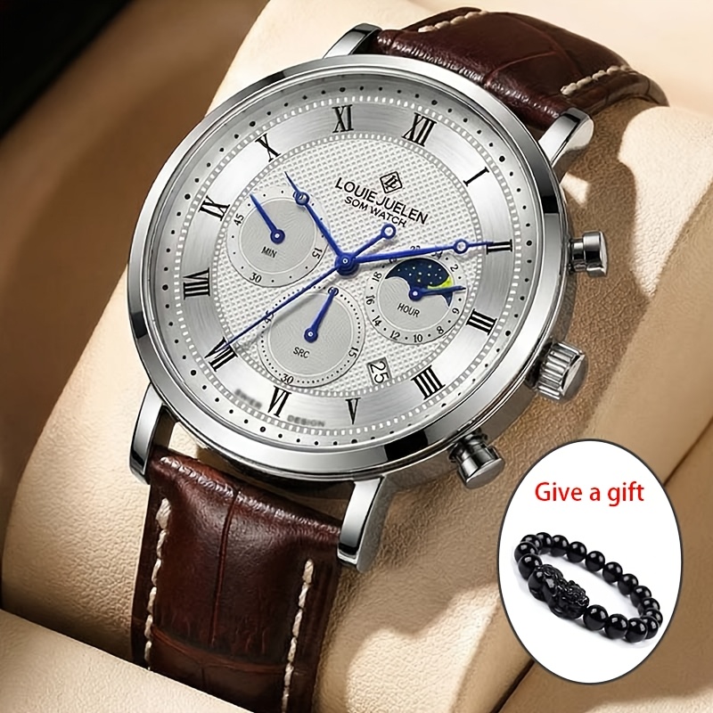 Luxury Automatic Mechanical Watch For Men, With Strap - Classic Dial, Roman , Date Display, Alloy Case, Suitable For Men's Business .