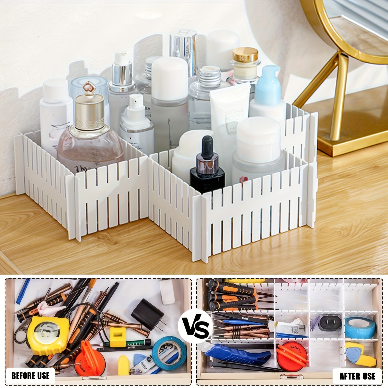 24pcs Adjustable Drawer Dividers, Expandable Storage Bins, Suitable For Organizing Home, Office, And Kitchen Spaces, Foldable And Cut To Size